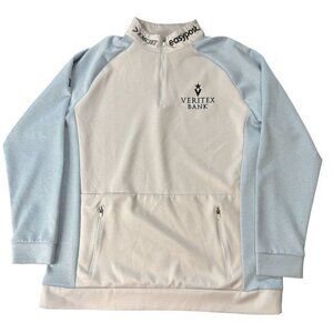 Mizzen Main Veritex Bank Quarter Zip Pullover Light Blue Cream Mens L |G1